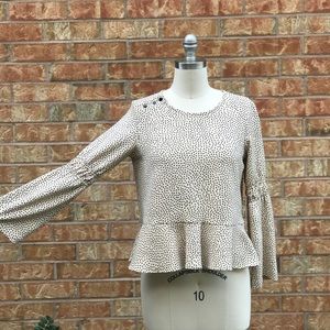 Zara full sleeved polka dot peplum top. Size M